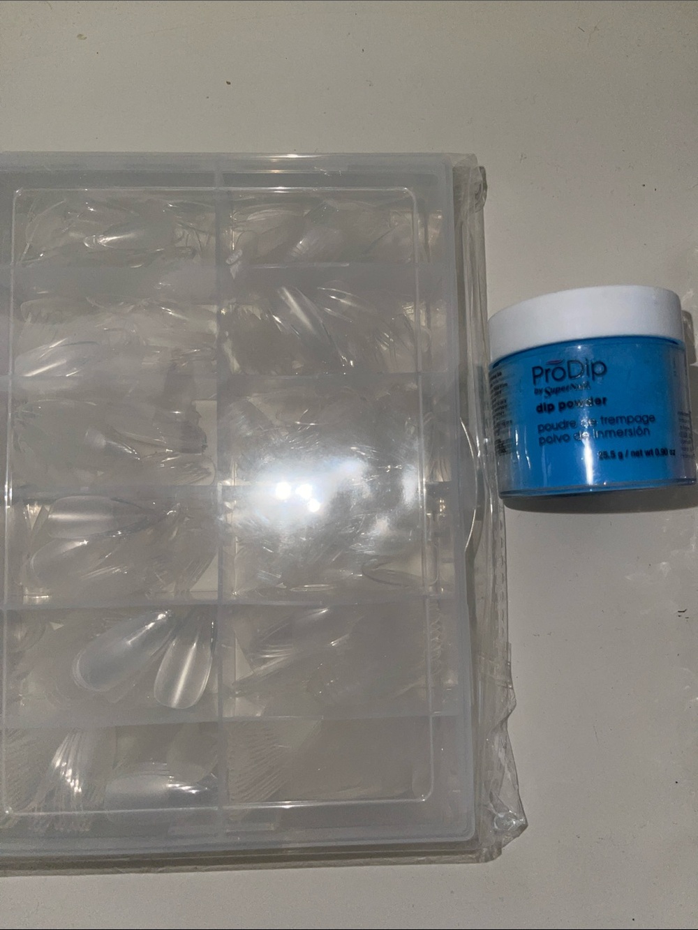 ProDip Blue Dip Powder Jar with Clear Nail Tips